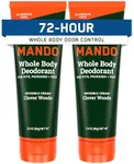 Mando Whole Body Deodorant For Men - Invisible Cream - 72 Hour Odor Control - Aluminum Free, Baking Soda Free, Skin Safe - 3 Ounce Tube (Pack of 2) - Clover Woods