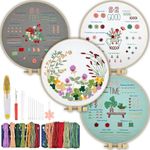 TINDTOP Embroidery Kit for Beginners, Embroidery Practice Kits for Beginners Adults Include Embroidery Cloth Hoops Threads for Craft Lover Hand Stitch (Embroidery Skill)