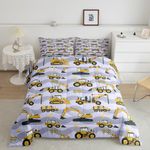 Feelyou Construction Bedding Twin Kids Construction Site Truck Comforter for Boys Girls Room Decor Cartoon Machinery Cars Comforter Set Soft Equipment Vehicles Excavator Quilt Set with 1 Pillowcase