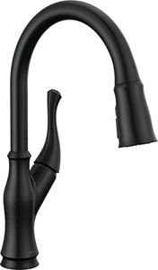 Delta Ophelia Matte Black Touch Kitchen Faucet with Pull Down Sprayer, Modern Single Hole Touch On Kitchen Sink Faucet, Single Handle, Matte Black 19888TZ-BL-DST