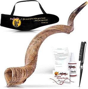 ProShofar Israel Shofar Set - Natural Kudu Horn Shofar - Kosher Shofar Yemenite Traditional Musical Instrument for Jewish Spiritual Ceremonies and Religious Sermons, Made in Israel