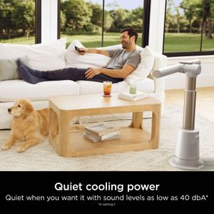 Shark TurboBlade Bladeless Tower Fan – 10-Speed, 180° Oscillation, White