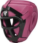 RDX Boxing Headgear Maya Hide Leather MMA Muay Thai, Removable Grill, Sparring Grappling Martial Arts, Kickboxing Taekwondo Karate BJJ Training Helmet (Pink, X-Large)