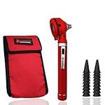 Cross Canada 11-082 Physician Fiber Optic LED Pocket Otoscope Diagnostic Set – Professional Otoscope for Physician, Medical Student, Nursing Student, Doctor, Nurse (Red)