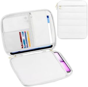 MoKo 9-11 Pouce Sac à Manches pour Tablette matelassée pour iPad Pro M4 & iPad Air M2 2024, iPad 10th Gen 10.9, Sac gonflé d’Excellente Protection avec Coutures matelassées, Blanc Laiteux