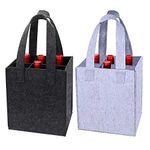 VINFUTUR 2 Pack Bottle Carrier Bags Wine Bottle Carriers Felt Wine Tote Bag with Flexible Divider 6 Bottles Wine Carrier for Travel Picnic Party/Wine Carrier for Gift (Dark Grey + Light Grey)