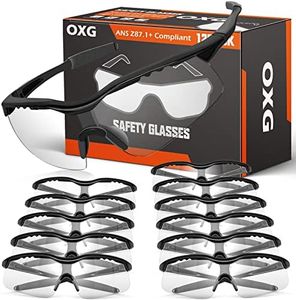 OXG 12 Pack Safety Goggles, ANSI Z87.1+ Impact Resistant Anti-Scartch Safety Glasses for Men Women Youth (Clear Lens, Black Frame) Standard