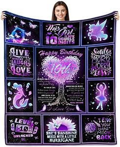 Yufobel Birthday Gifts for 10 Year Old Girl, 10th Birthday Gifts for Girls Blanket, Gifts for 10 Year Old Girls, 10th Birthday Decorations for Teenage Girl, 10 Year Old Girl Gift Ideas Throw 60"x50"