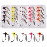 20pcs Fishing Jigs Underspin Jig Heads with Willow Blade 3D Eyes Round Head Jig Hooks Bass Swim Jig Panfish Bass Trout Fishing Lures 1.75g 3.5g 5g