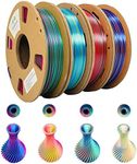 Mindahand Tri Color Filament Bundle 3D Printer Filament Tricolor Pla Filament 1.75 mm 3 in 1 Triple Color Shiny Silk PLA Filament 250gx 4 Spools for Multicolor 3D Printing Filament