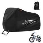 WOTOW Bike Cover, Waterproof Dustproof Durable Bicycle Cover 210T Oxford Fabric with Lock Hole Protector from Sun UV Rain Snow for Mountain Road Electric Bike Hybrid Outdoor Storage(Double Seamed)