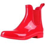 Evshine Women's Short Ankle Rain Boots Lightweight Chelsea Rain Boots Rubber Waterproof Booties (US7,EU38) Green