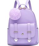 I IHAYNER Girls Fashion Backpack Mini Backpack Purse for Women Teenage Girls Purses PU Leather Pompom Backpack Shoulder Bag, Purple