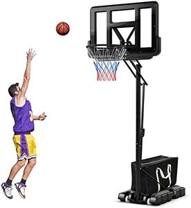 Costway Basketball Hoop Stand, 8-10FT/2.45-3.05m（Floor to Ring） Height Adjustable Basketball Hoop System w/ 44" Backboard, Fillable Base, Wheels & Free Weight Bag, Indoor Outdoor Basketball Goal Game