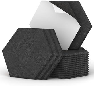 18 Pack Hexagon Acoustic Panels, TONOR 12"x 10"x 0.4" High Density Sound Proof Panels for Walls, Sound Deadening Insulation Treatment Foam Panel, Sound Absorbing Padding for Studio, Office, Black