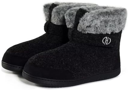 POYLONU Chausson Montant Homme Femme Chaussons Bottes Hiver Chaud Fourrure Pantoufles Hautes Scratch Chausson Bottines Maison Intérieur Extérieur Noir 38 39