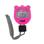 Marathon Adanac 3000 Digital Stopwatch Timer - Acrylic Lens Display for Easy Cleaning | Commercial Grade Waterproof Shock Resistant | Exercise Timer Interval Training - Neon Pink