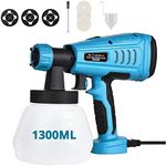 Tilswall Paint Sprayer, Electric Paint Gun with 1300ml Detachable Tank max 1200ml/min, 3 Spray Patterns, 3 Nozzle Sizes for Fence, Cabinet, Home Painting