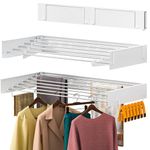 CARTILAGE 40" Laundry Drying Rack Collapsible, Invisible Wall Mounted Laundry Clothes Drying Rack Whit Hanging Strip, Retractable Drying Rack for Indoor/Outdoor Laundry Bathroom(White,6 Rods)