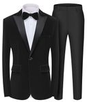 MAGE MALE Men's Velvet 2 Piece Suit Peak Lapel One Button Slim Fit Tuxedo Blazer Party Dinner Jacket & Pants
