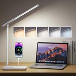 Desk Lamp,500LM Desk Light,15 Brightness+5 Colours LED Desk Lamp,72 LED Table Lamp with USB Charging Port,Bedside Lamps with Timer & Night Light,Reading Lamp Desk Lamp for Bedroom,Desk Lamps Office