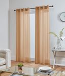 John Aird Lucy Pair Woven Voile Eyelet Top Curtain Panel (Latte, 58" Wide x 118" Drop)