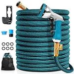 Garden Hose 30M/100FT, Flexible Expandable Water Hose Pipe with 3/4", 1/2'' Fitting Connectors, 10 Functions Spray Nozzle, 4 Layer Latex, Easy Storage Garden Water Hose