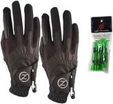 Zero Friction Men's Synthetic Right Hand Golf Glove (2 Pack), Universal Fit Black/Black, One Size