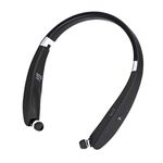 Hotaluyt Bluetooth 4.1 CVC Noise Reduction Wireless Retractable neckband Headset Retractable Foldable Neckband Headphones
