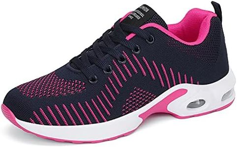 FLARUT Running Shoes Womens Lightweight Fashion Soprt Sneakers Casual Walking Athletic Non Slip(Pink & Navy Blue-c, EU42)