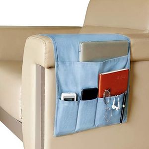 MaoXinTek Organizador de Sofá Silla, Soporte para Mando a Distancia de TV, Bolsa de Almacenamiento para Reposabrazos Antideslizante con 5 Bolsillos, para Revistas Teléfono, Libros, Gafas