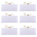 6 Packs White Polyester Table Clothes for 8 Foot Rectangle Tables, Wrinkle Free Fitted Table Cover 8ft Stretch Tablecloths with Skirt for Parties Weddings Birthday Banquet Baby Shower