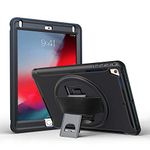 ProCase iPad 9.7 2018 2017 (5th/6th Gen) Cases Shockproof, iPad Air 1 / Air 2 / iPad Pro 9.7 Protective Cases Heavy Duty Rugged Cover with Hand Strap Kickstand –Black