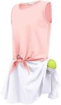 Zaclotre Girls Tennis Golf Dress Outfit Tank Top and Skorts Skirts Athletic Sets with Shorts Pockets Pink