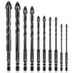 Lytool 10Pcs Masonry Drill Bits Kit, Drill Bit for Stone, Concrete, Stone, Carbide Drill Bit Set for Glass, Brick, Tile, Plastic, Ceramic, Wood, Carbide Tip Hex Shank Drill Bit, Size 1/8" to 1/2"