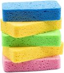 Temede Sponges for Dishes, Large Cellulose Kitchen Sponge, 3.5cm Thick Heavy Duty Scrub Sponges for Cleaning, Non-Scratch Dish Scrubber Natural Sponge for Household Cleaning, Cookware, Bathroom, 5pcs