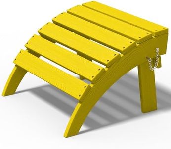PLUUV Folding Adirondack Ottoman Footrest, HDPE Plastic Outdoor Footstool Without Assembly, All Weather Ottoman for Adirondack Chair, Wide Use in Poolside, Patio, Lawn, Garden, Backyard Deck, Fire Pit
