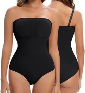 Lenashape Strapless Shapewear for Women, Tummy Control Triangle Bodysuit, Seamless Sculpting Body Shaper Tank Top, Black, Large