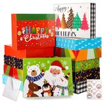 12Pcs Extra Large Christmas Gift Boxes with Lids, 4inch Deep Holiday Gift Boxes Bulk with Tissue Paper and Tags, Jumbo Christmas Wrap Boxes Set for Wrapping Gaint, Clothes, Robes, Xmas Presents