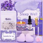 Lavender Bath Sets Sleep Well Pamper Gift for Women Birthday, Relaxing Skin Care Wellbeing Sleeping Gifts for Women Her, Stress Anxiety Relief Spa Set Get Well Soon Gifts Ideas for Best Friend Mum