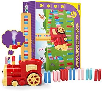 Skirfy Dominoes Train Set- 160PCS Domino Blocks Set Automatically Run with Real Steam Function,Toys with Lights and Sound,Creative Toys for Kids Aged 4-8 with Storage Bag, Gifts for Kids