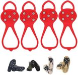 Universal Non-Slip Gripper Spikes, New Non Slip Gripper Spikes for Shoes, Traction Cleats Ice Snow Grips Anti Slip Silicone for Hiking Walking Climbing Fishing (2Pair Red, Adult)