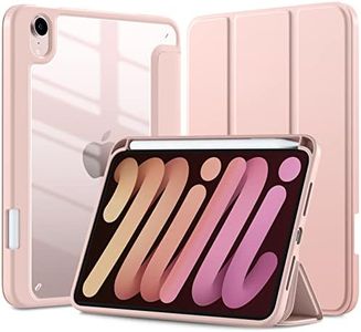 Mastten Case for iPad Mini 6 Case/iPad Mini 6th Generation Case 2021 8.3 Inch with Pencil Holder, Hybrid Slim Clear Back Shell for iPad Mini 6 Case Kids, Auto Wake/Sleep, Rose Pink