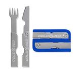 Forkanife Sport, Credit card EDC pocket knife and flatware, Ultra-thin Camping Utensils with Clip, Stainless Steel with Aluminum clip, 3.27 x 2.09-inch Case - Cold4ged