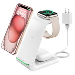 Wireless Charging Stand, GEEKERA 3 in 1 Wireless Charger Dock Station for iPhone 16 15 14 13 12 11 Pro Max Plus/X/8 Series, Apple Watch Ultra 9/SE/8/7/6/5/4/3/2, AirPods Pro/3/2