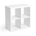 HSD KALLAX Shelving Unit White, Square Shelving Unit Large Storage Solution Perfect for Basket or Boxes, Cube Storage Unit, For Home, Office Furniture, Expedit Bookcase 4 Shelves, White, 77x77 CM