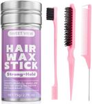 SWEET VIEW Hair Wax Stick & Slick Back Hair Brush, Hair Pomade/Balm for Smooth Flyaways, Frizz, Sleek Ponytail, Buns, Styling Accessories Cream/Gel for Girls, Kids