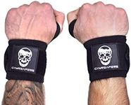 Gymreapers Wrist Wraps Weightlifting - Stiff Heavy Duty 18" Wraps with Thick Thumb Loop for Powerlifting, Bodybuilding, Cross Training, Heavy Presses (Black - Medium Stiff, 18")