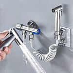 Handheld Bidet Sprayer for Toilet, Stainless Steel Bidet Douche Shower Shattaf Sprayer Kit with Wall Bracket Flexible Hose Spray Bidet Attachment for Personal Hygiene, Pet, Toilet or Bathroom Cleaning