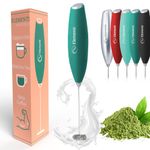 Elementi Milk Frother Handheld Matcha Whisk - Milk Whisk Frother - Mini Electric Whisk for Matcha Powder - Coffee Mixer for Coffee Frother Handheld - Mini Frother for Greens Powder (Emerald Green)